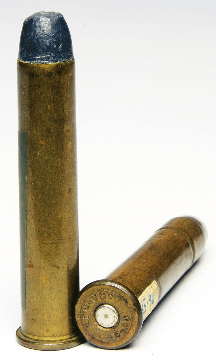 An original Winchester 45-90 WCF factory load with 300-grain lead alloy bullet.